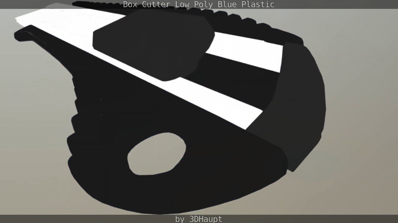 Box Cutter Lowpoly Blue Plastic - Gameready - PBR Textures Low-poly 3D model_67