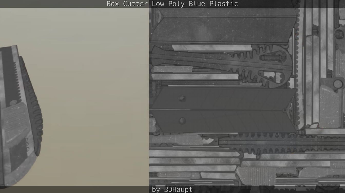 Box Cutter Lowpoly Blue Plastic - Gameready - PBR Textures Low-poly 3D model_98
