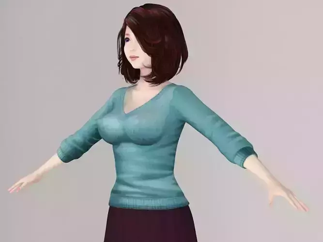 T pose nonrigged model of Izumi with various outfit  3D model