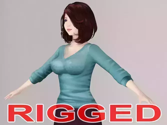 T pose rigged model of Izumi with various outfit 3D model