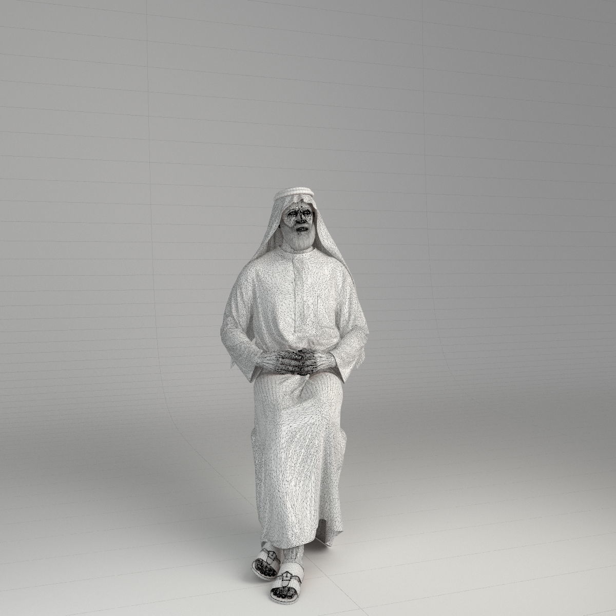 Traditional Arab man from Dubai posed in 6 poses 3D model_60