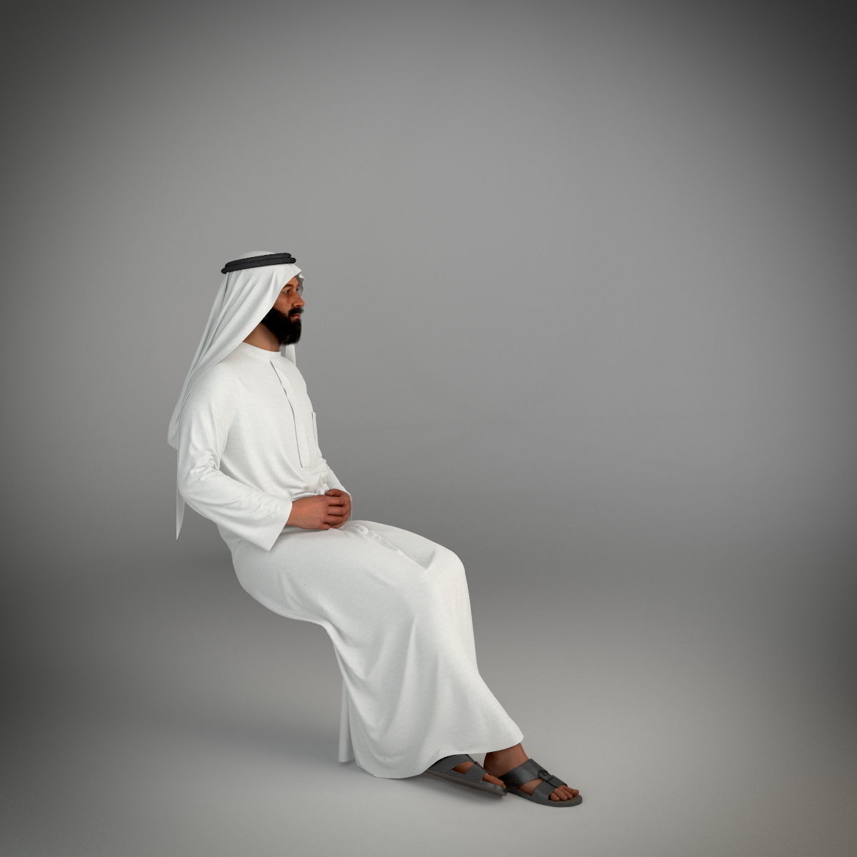 Traditional Arab man from Dubai posed in 6 poses 3D model_30