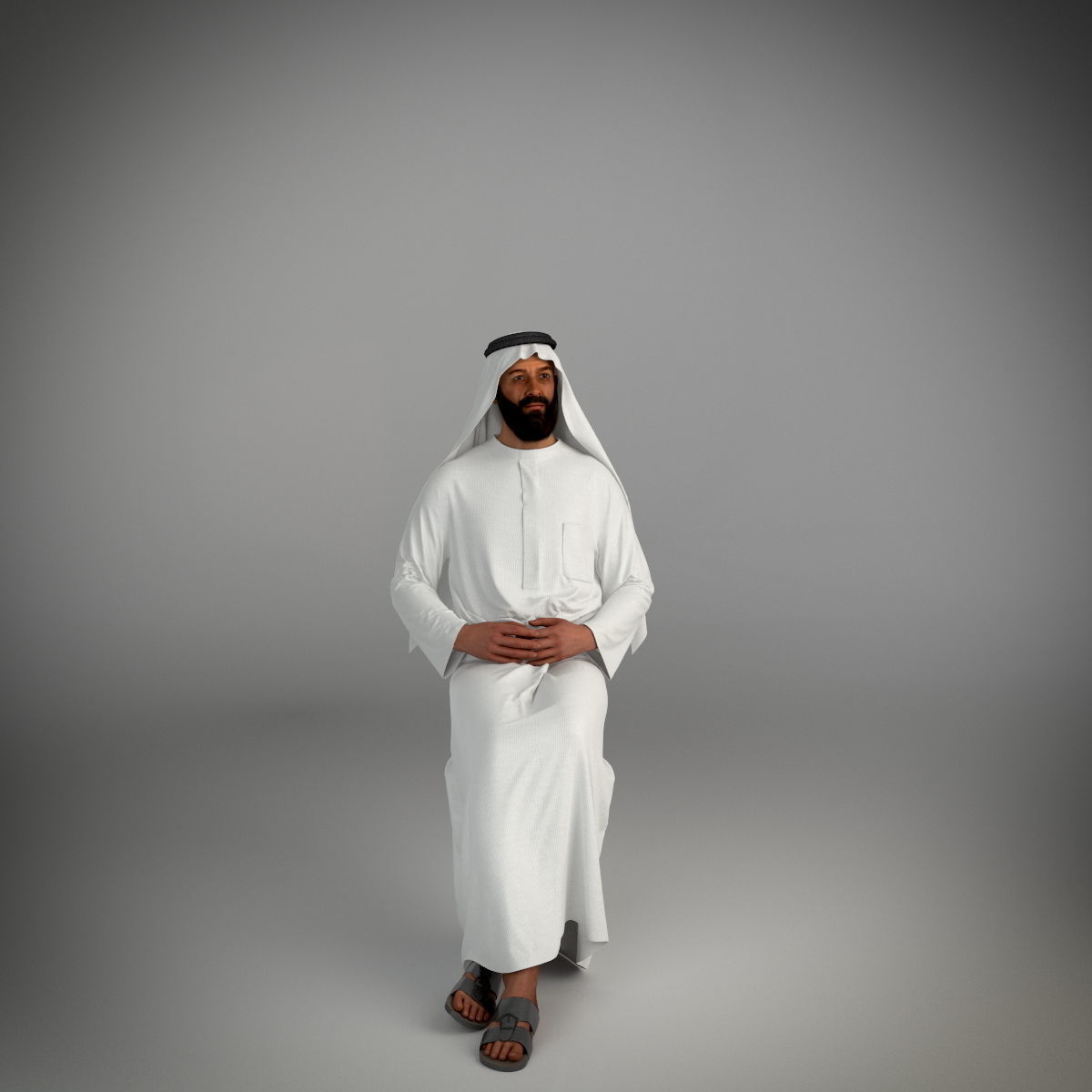 Traditional Arab man from Dubai posed in 6 poses 3D model_31