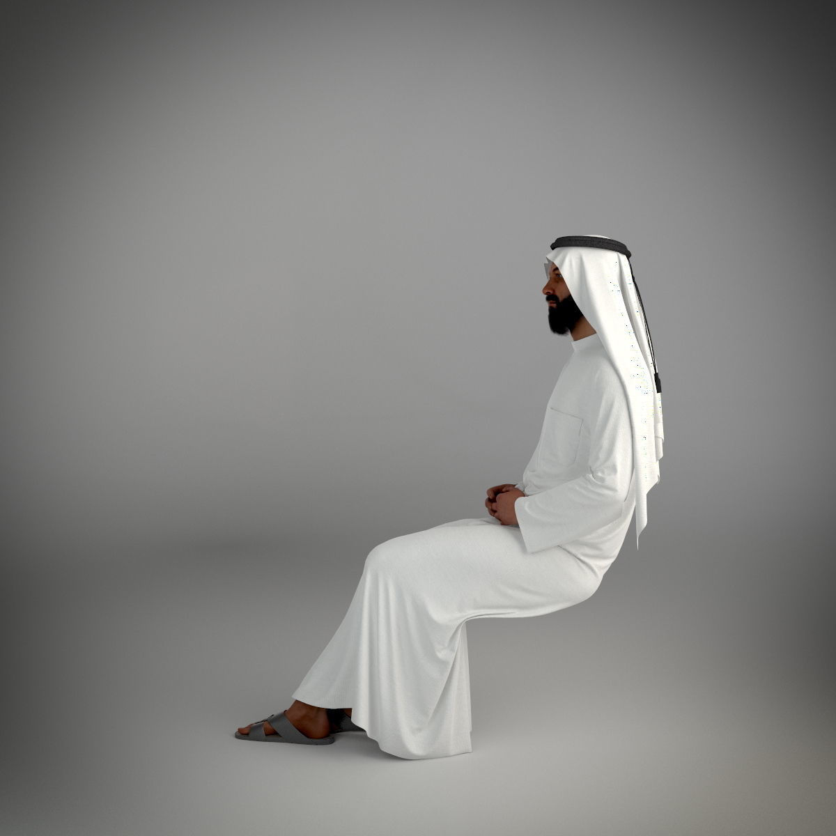 Traditional Arab man from Dubai posed in 6 poses 3D model_27