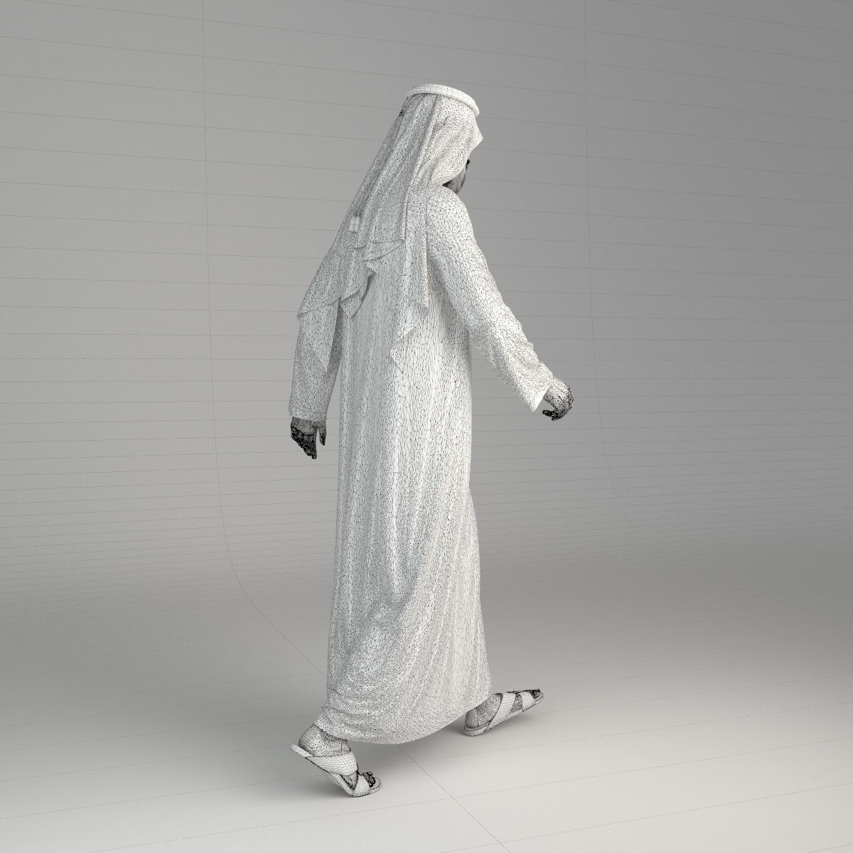 Traditional Arab man from Dubai posed in 6 poses 3D model_50