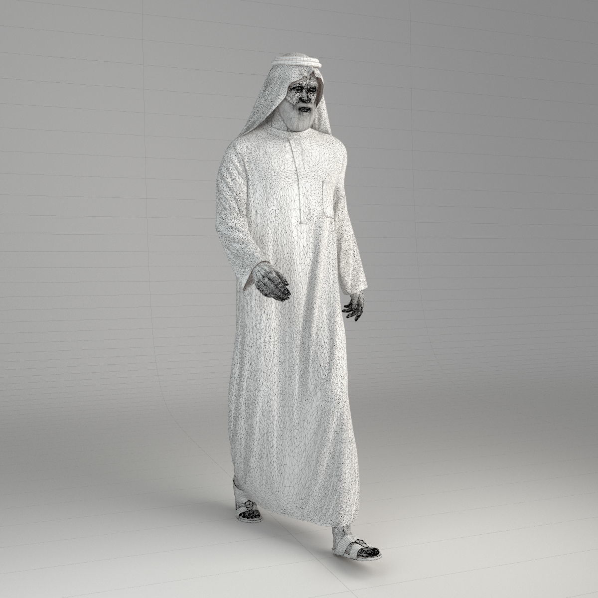 Traditional Arab man from Dubai posed in 6 poses 3D model_46