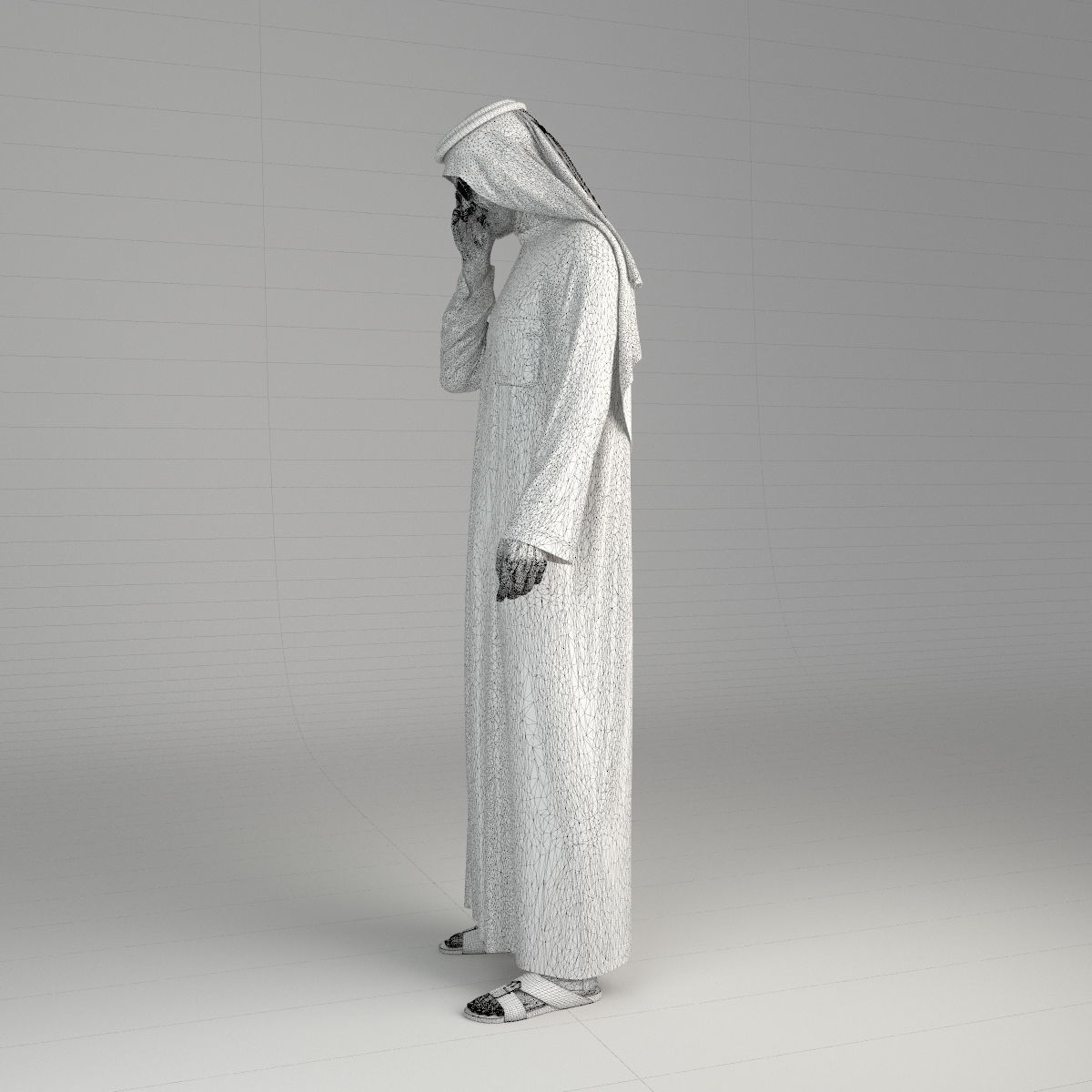 Traditional Arab man from Dubai posed in 6 poses 3D model_42