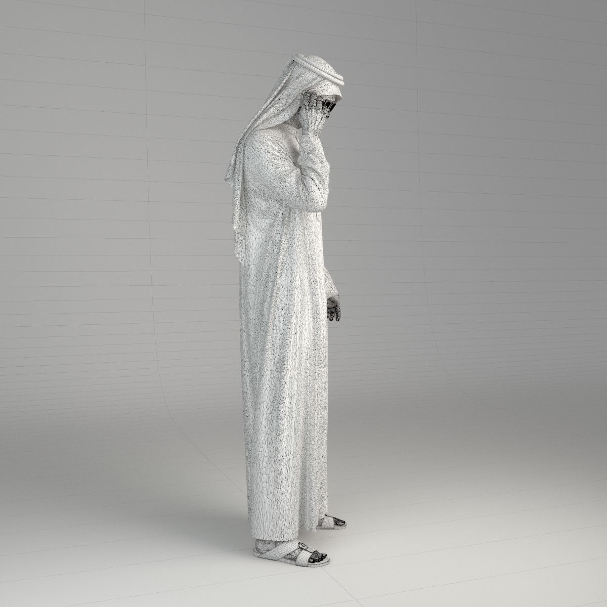 Traditional Arab man from Dubai posed in 6 poses 3D model_45