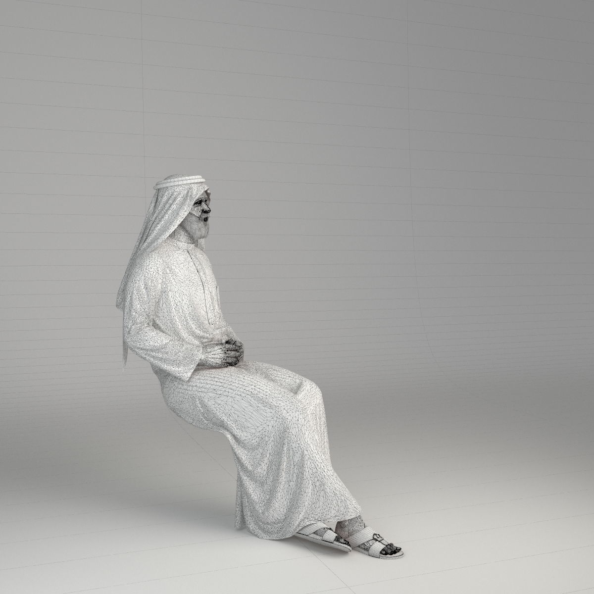 Traditional Arab man from Dubai posed in 6 poses 3D model_61