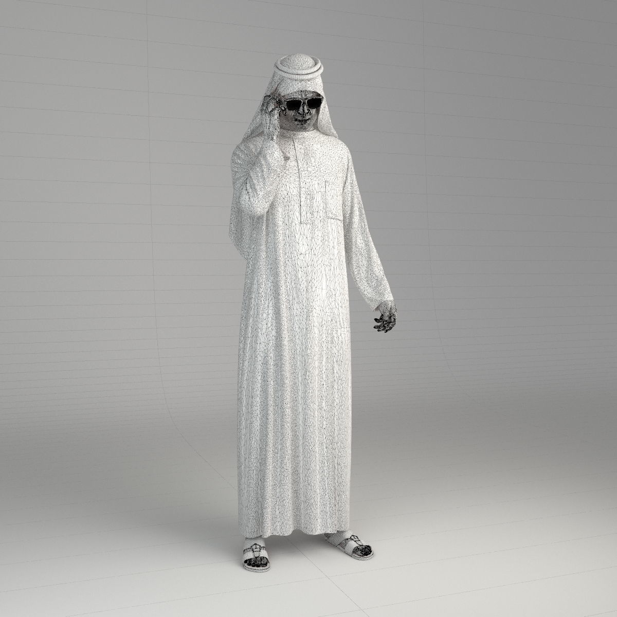 Traditional Arab man from Dubai posed in 6 poses 3D model_47