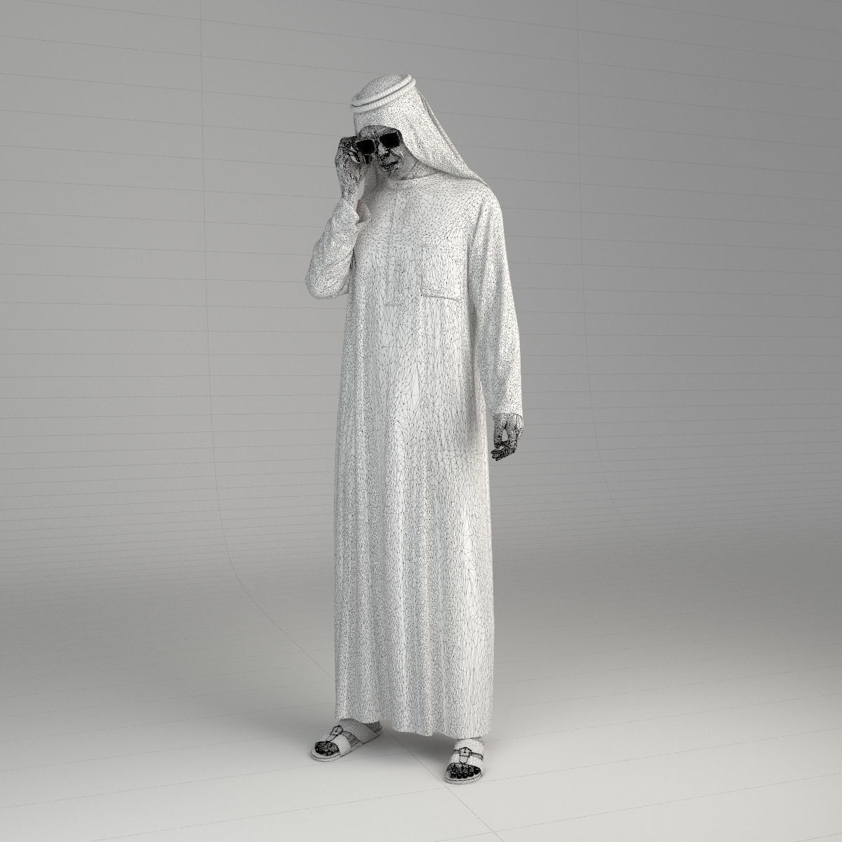 Traditional Arab man from Dubai posed in 6 poses 3D model_41