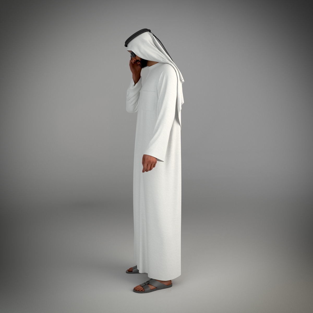 Traditional Arab man from Dubai posed in 6 poses 3D model_11