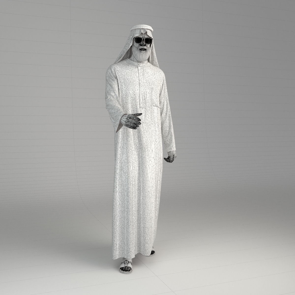 Traditional Arab man from Dubai posed in 6 poses 3D model_39