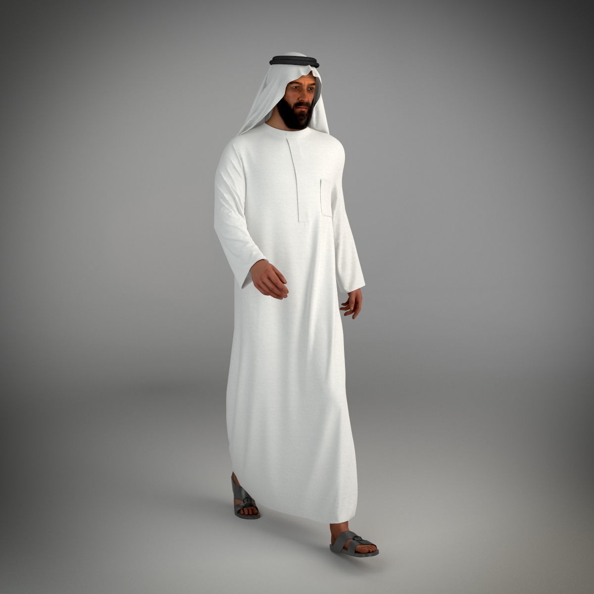 Traditional Arab man from Dubai posed in 6 poses 3D model_17