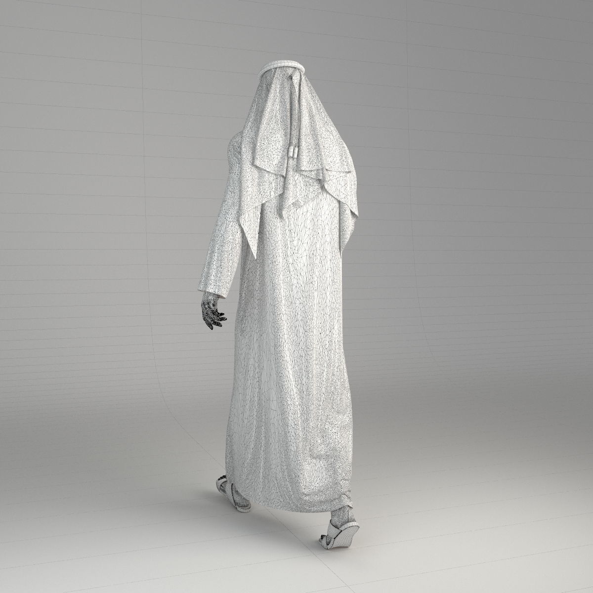Traditional Arab man from Dubai posed in 6 poses 3D model_48