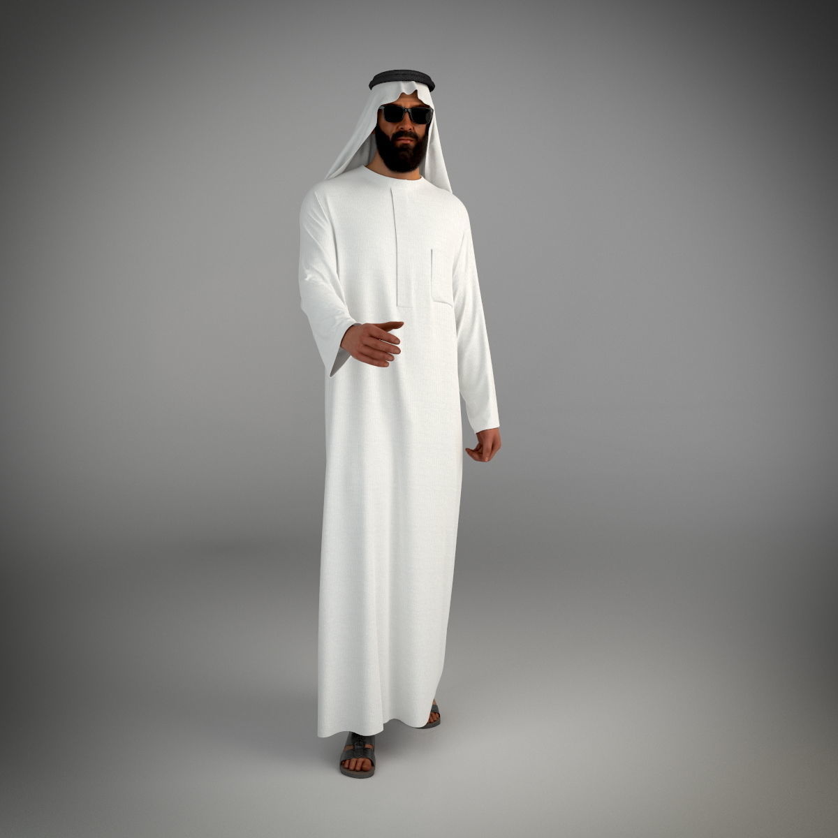Traditional Arab man from Dubai posed in 6 poses 3D model_13