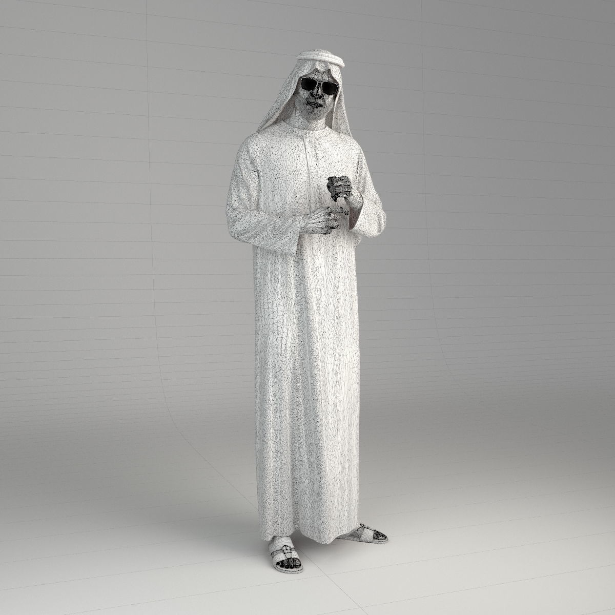 Traditional Arab man from Dubai posed in 6 poses 3D model_35
