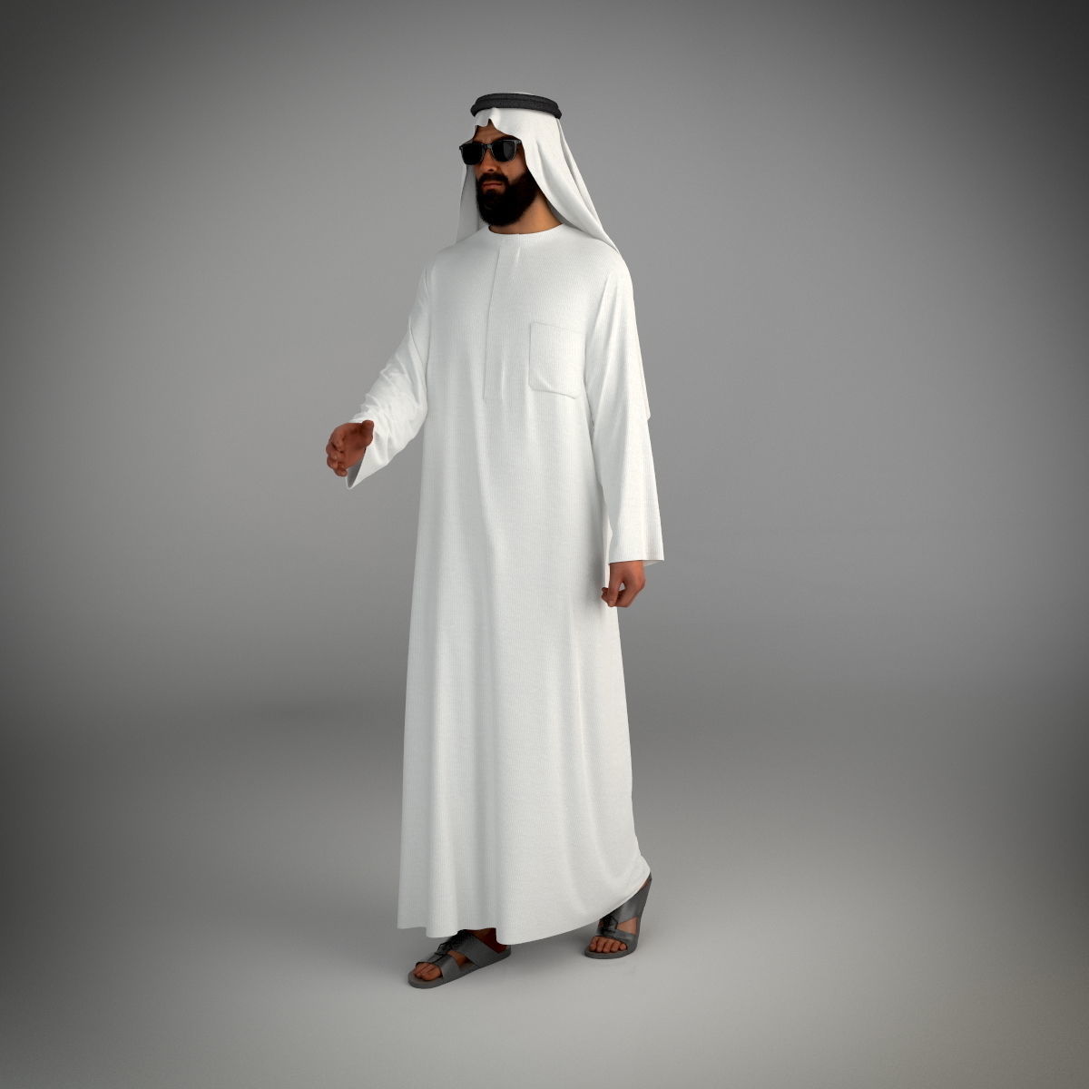 Traditional Arab man from Dubai posed in 6 poses 3D model_6