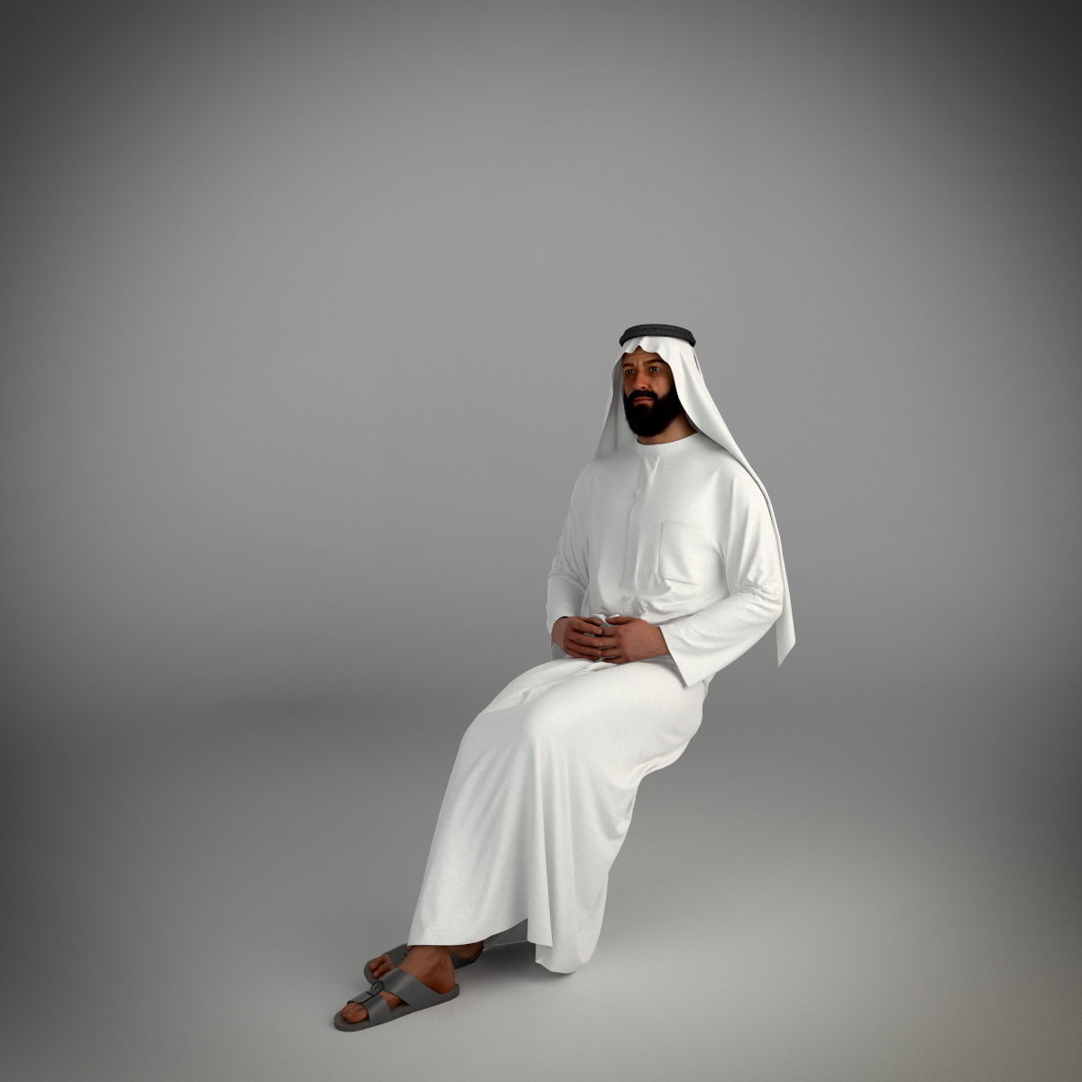 Traditional Arab man from Dubai posed in 6 poses 3D model_25