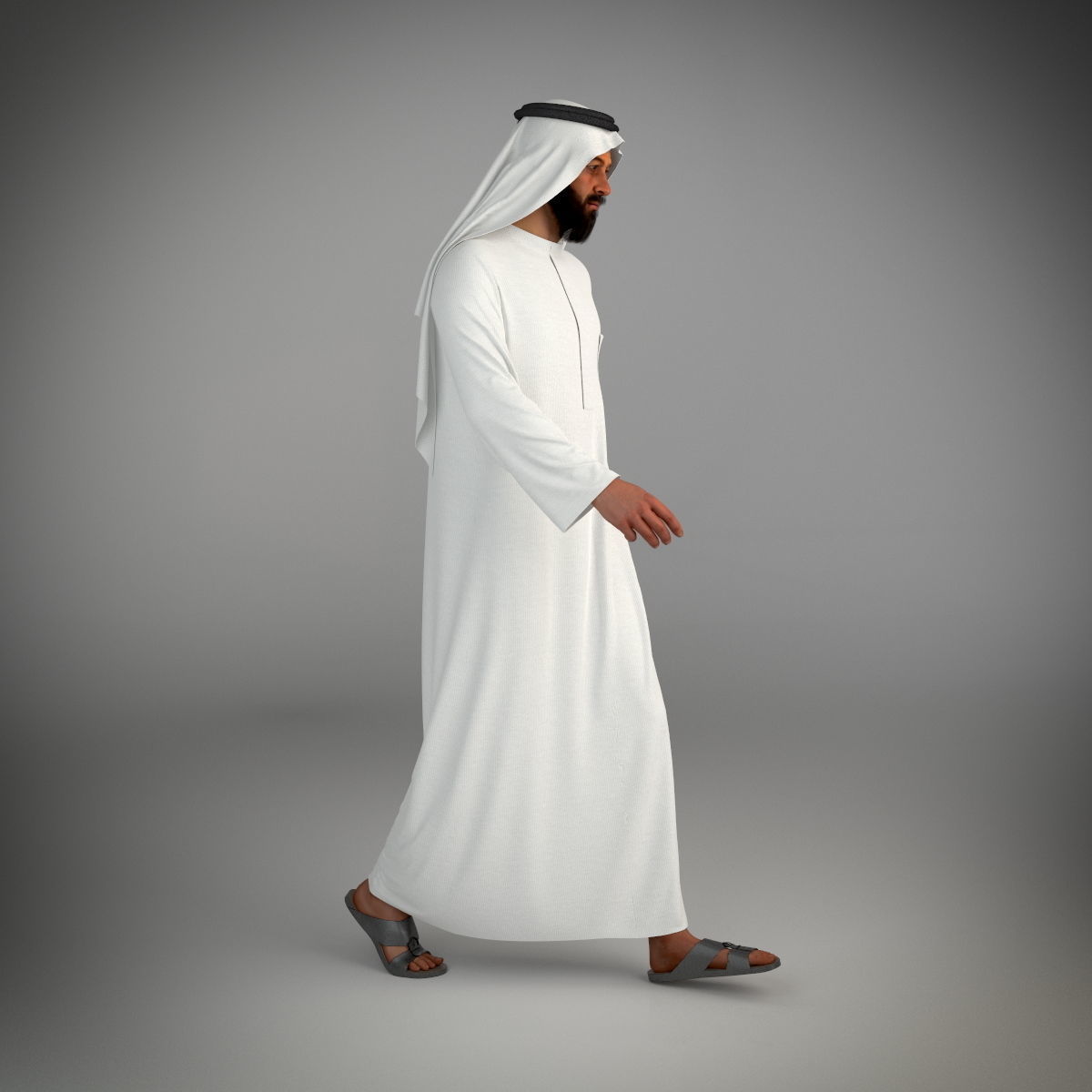 Traditional Arab man from Dubai posed in 6 poses 3D model_22