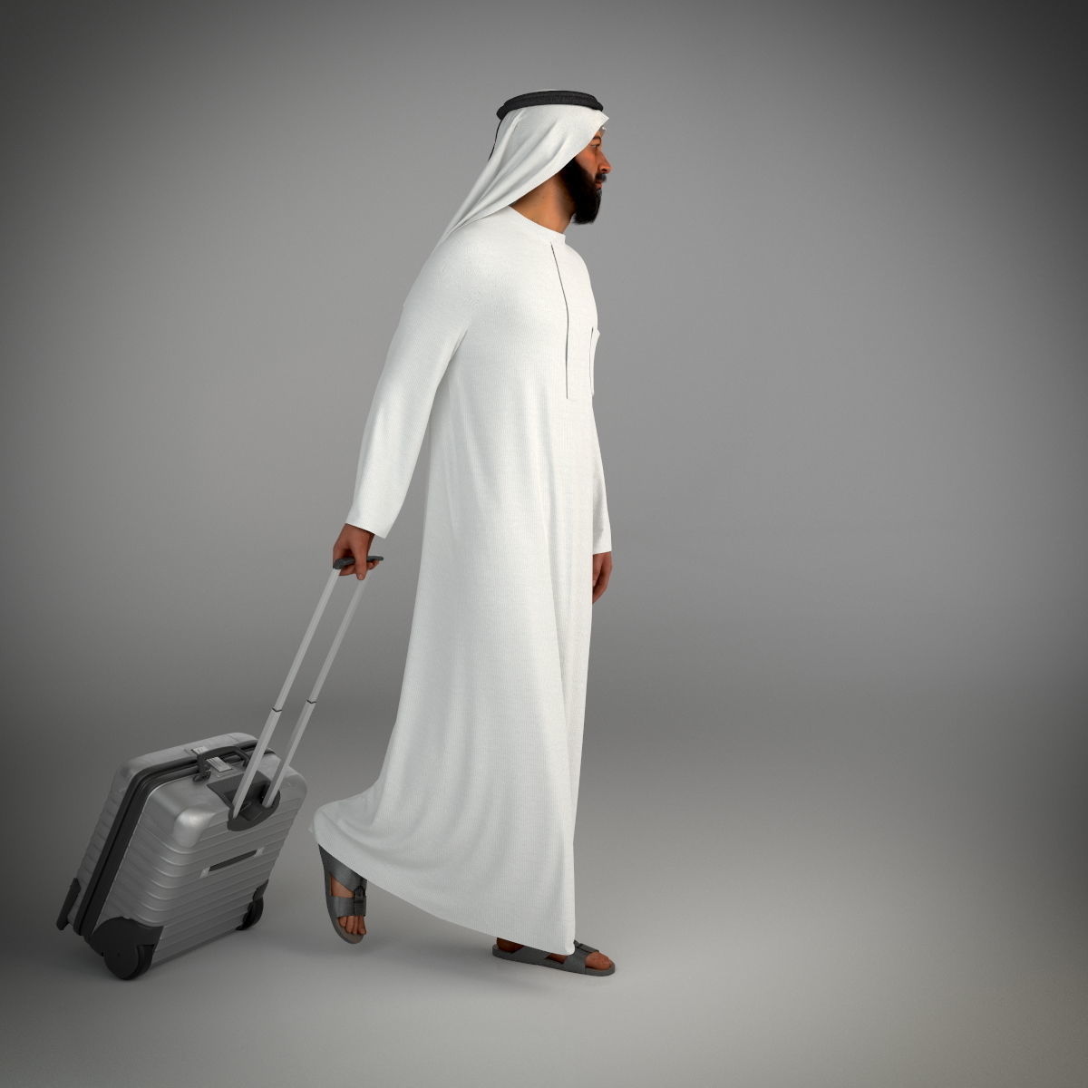 Traditional Arab man from Dubai posed in 6 poses 3D model_29