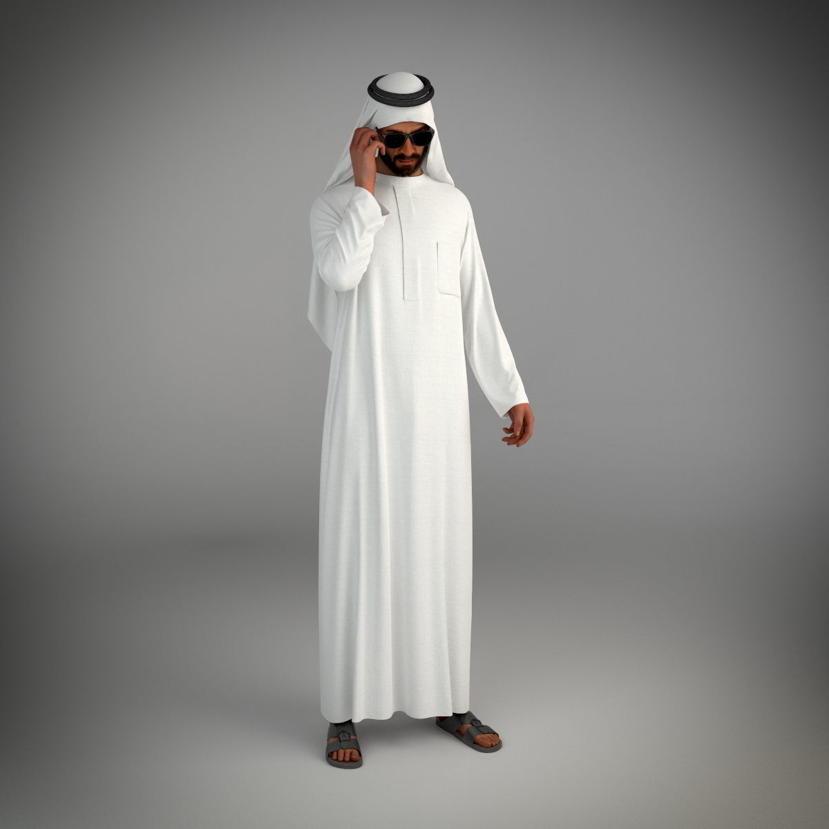 Traditional Arab man from Dubai posed in 6 poses 3D model_16