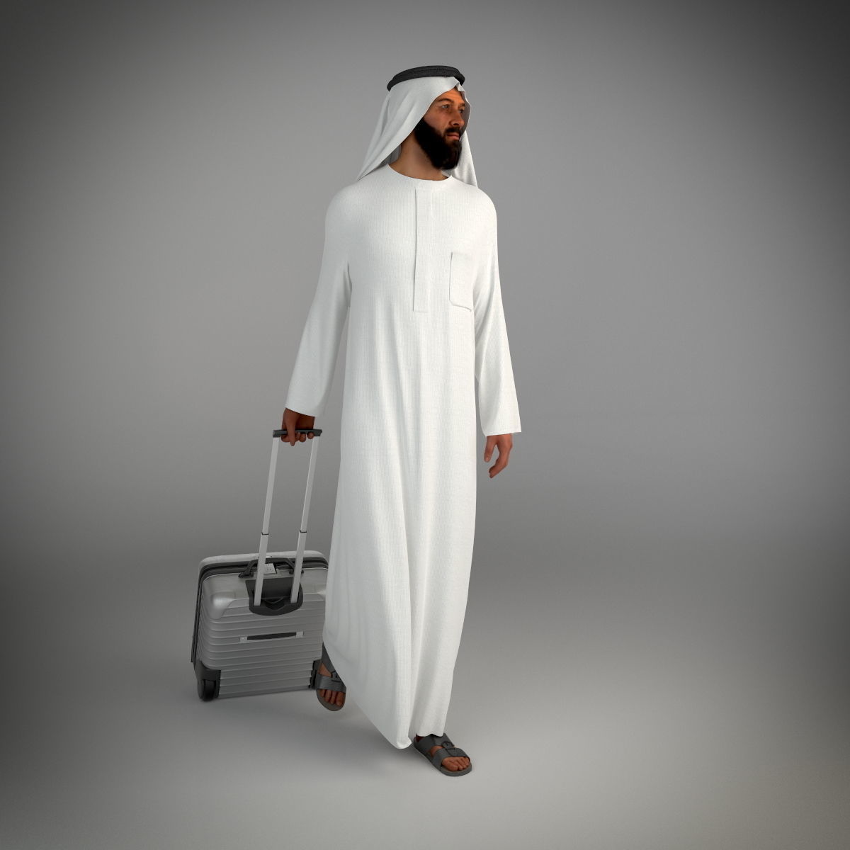Traditional Arab man from Dubai posed in 6 poses 3D model_21