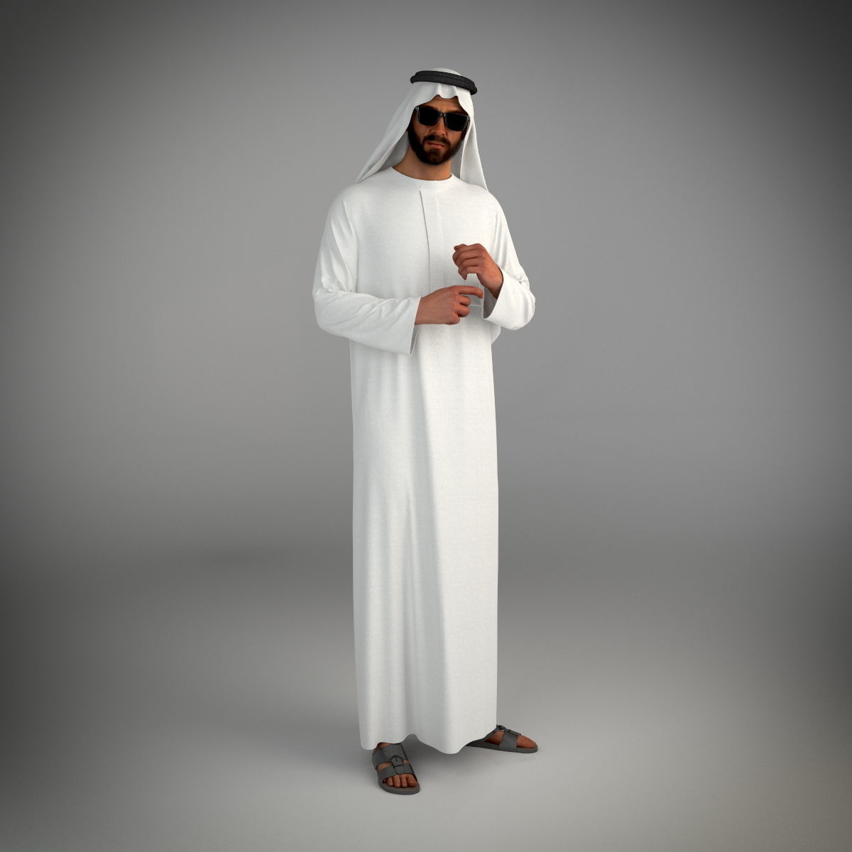 Traditional Arab man from Dubai posed in 6 poses 3D model_2