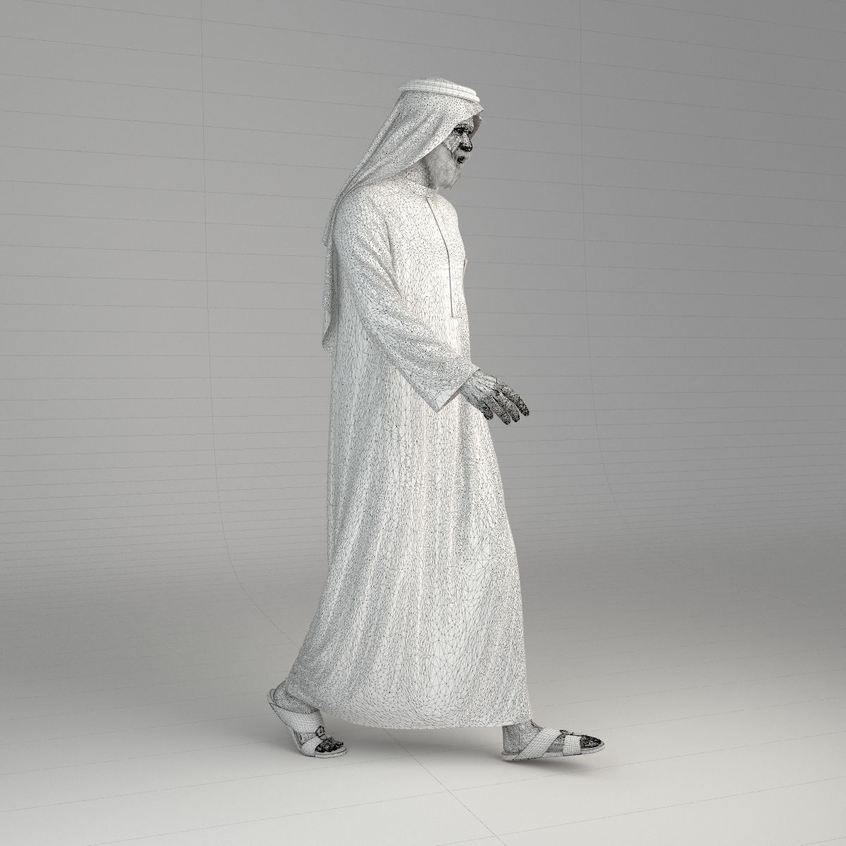 Traditional Arab man from Dubai posed in 6 poses 3D model_52