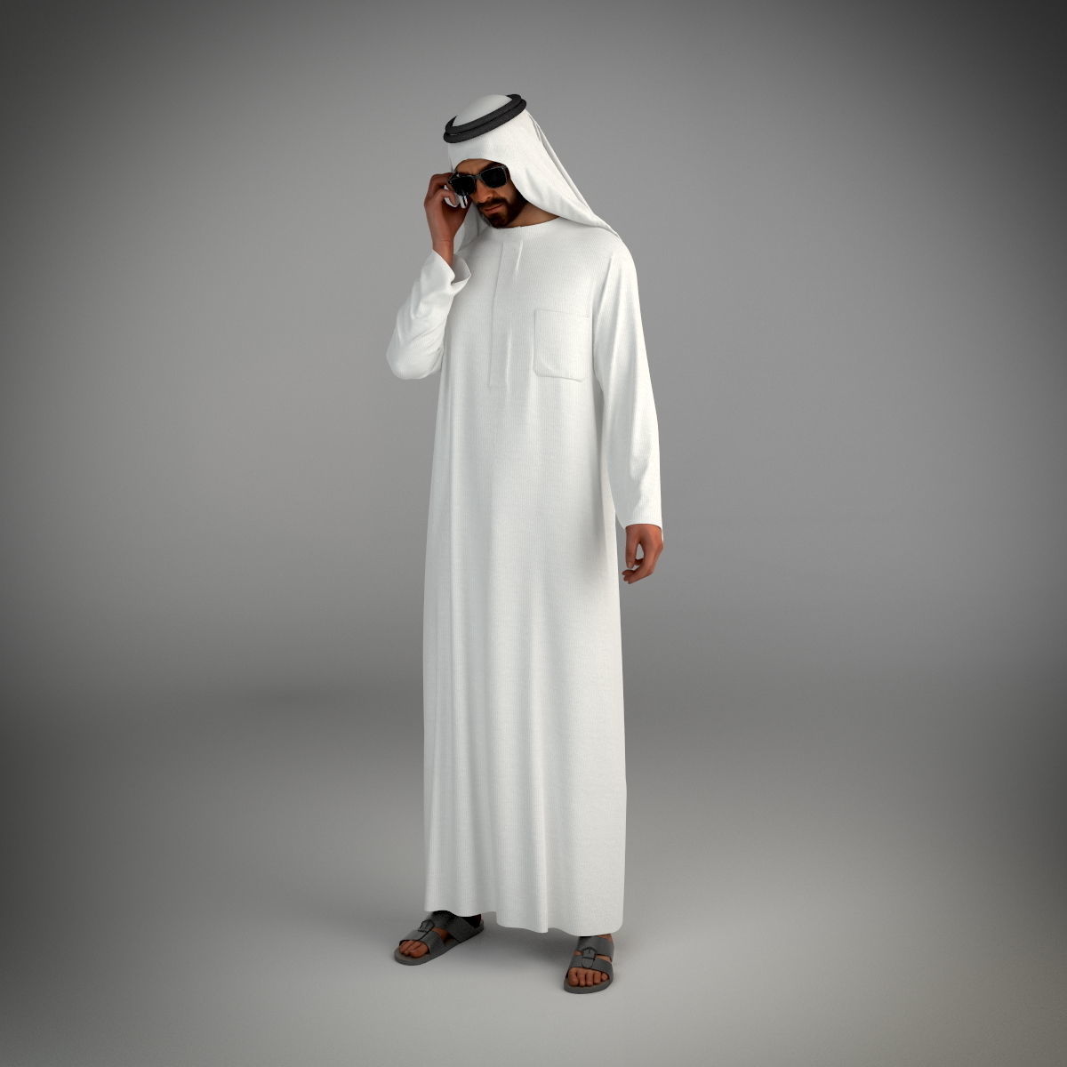 Traditional Arab man from Dubai posed in 6 poses 3D model_12