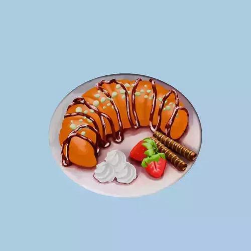 Croissant Delight - High Poly Handpainted Dessert 3D model