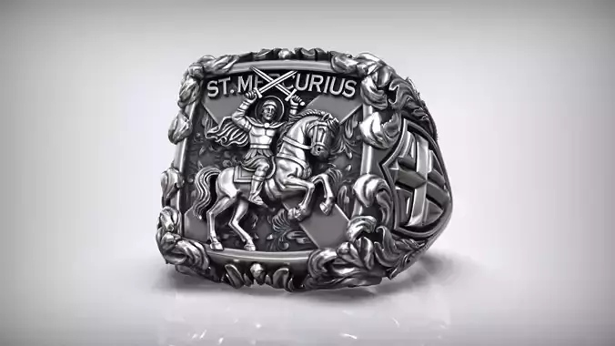 Saint Mercurius Christian Ring Merkourios Medieval Signet