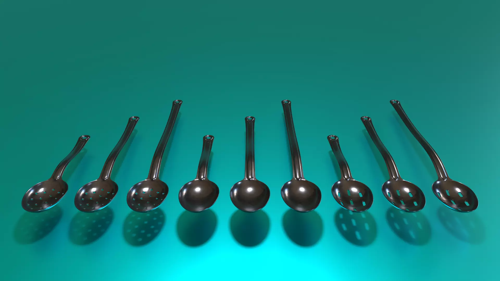 Commercial Cooking Spoons Flat Laying Low-poly 3D model