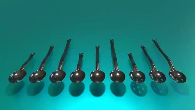 Commercial Cooking Spoons Flat Laying