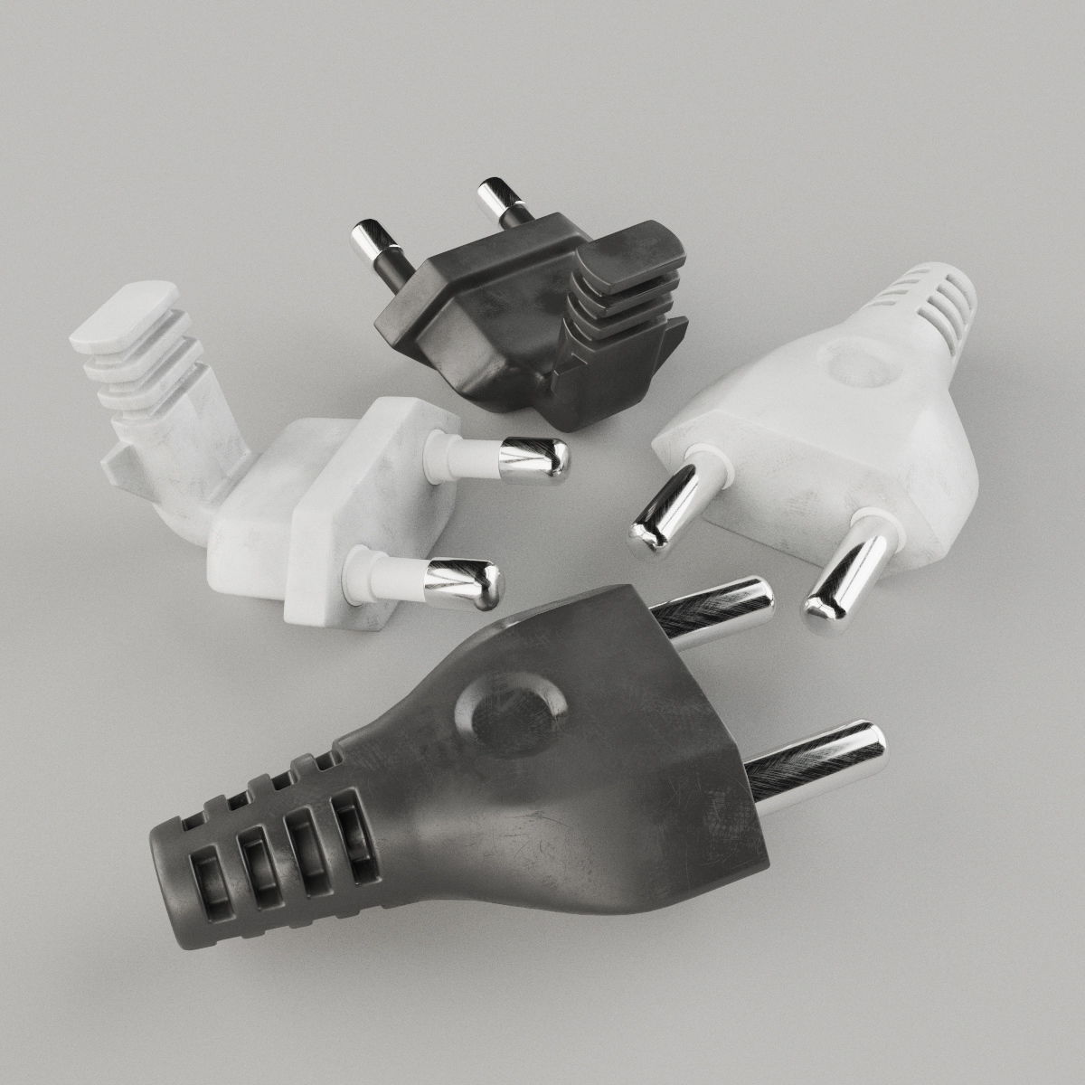Set of Electrical Plugs 3D model_10