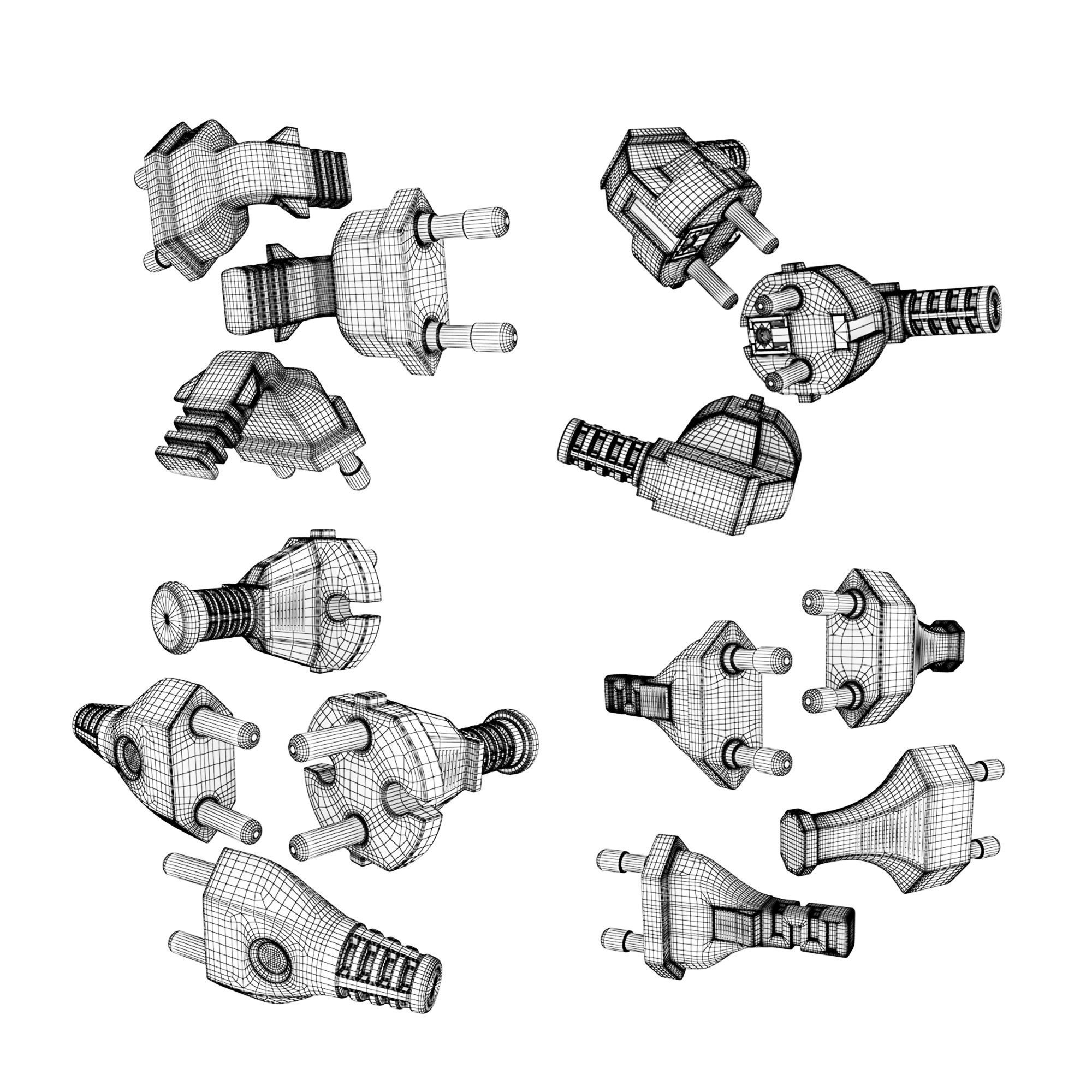Set of Electrical Plugs 3D model_13