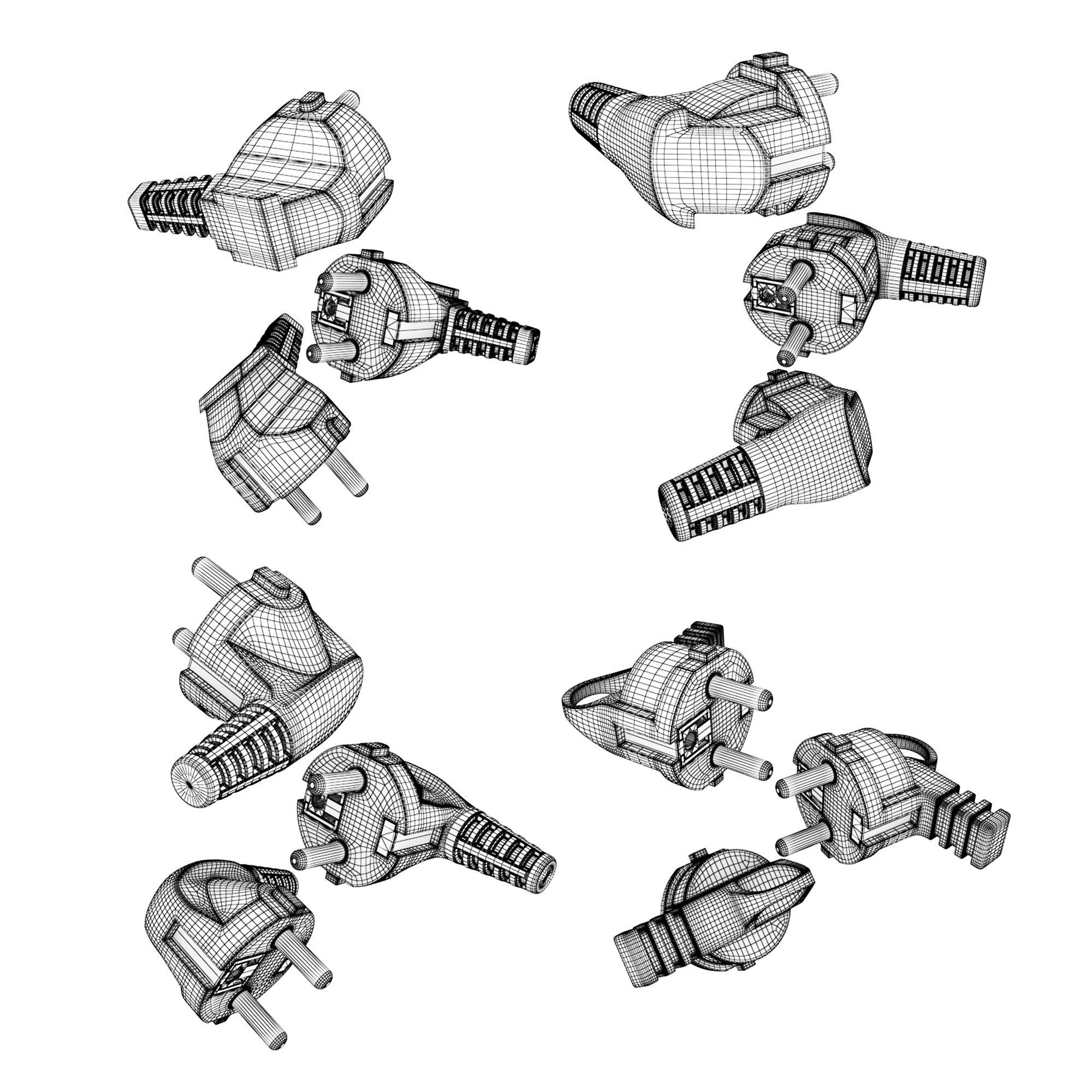 Set of Electrical Plugs 3D model_12