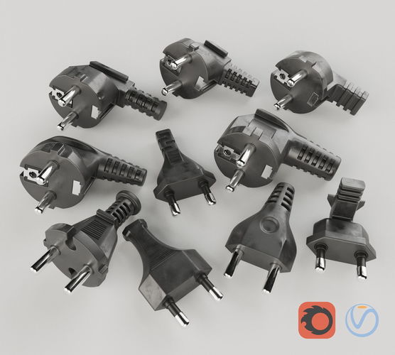 Set of Electrical Plugs 3D model