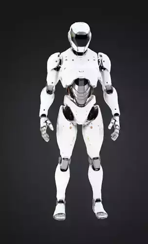 Futuristic Full Body Armored Humanoid Robot 3D Concept