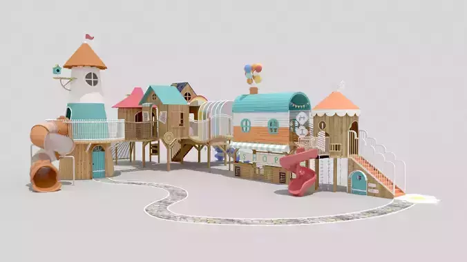 Town Theme Cabin Slide Equipment Set