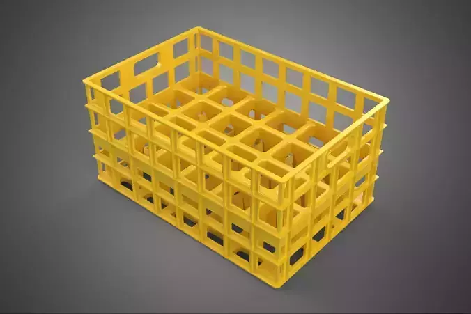 YELLOW STACKABLE EMPTY BOTTLE CARRIER PLASTIC CRATE BOX STORAGE