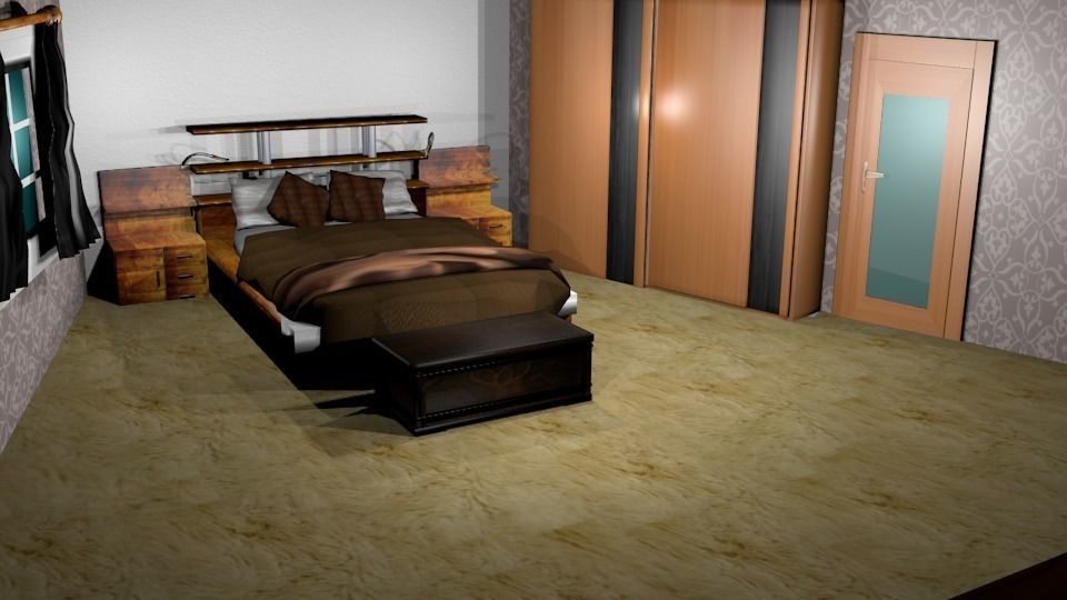 Bedroom game ready room escape Low-poly 3D model_3