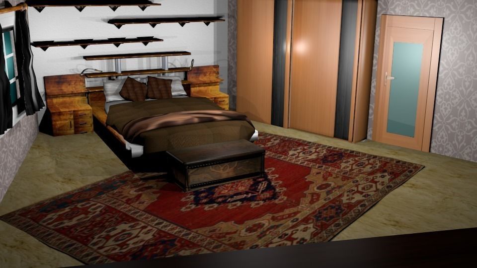 Bedroom game ready room escape Low-poly 3D model_2