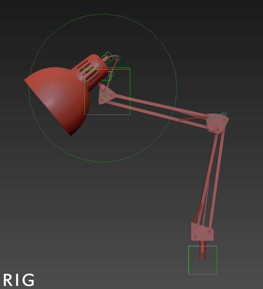 Retro Desk Lamp RIGED 3D model_13