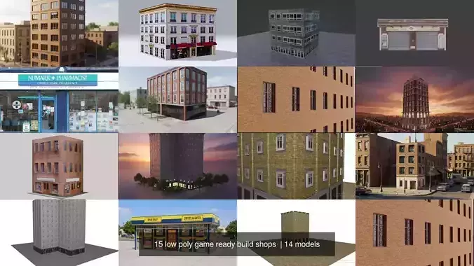 15 low poly game ready build shops 