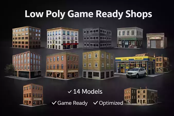 Low Poly Model Build 3D model Low Poly Indian Modular Street Building Pack Game Ready Mobile ...