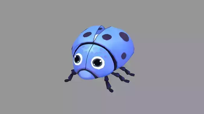 Cartoon Blue Ladybug Low-poly 3D model