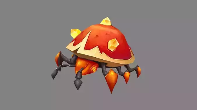 Cartoon yellow crystal beetle monster