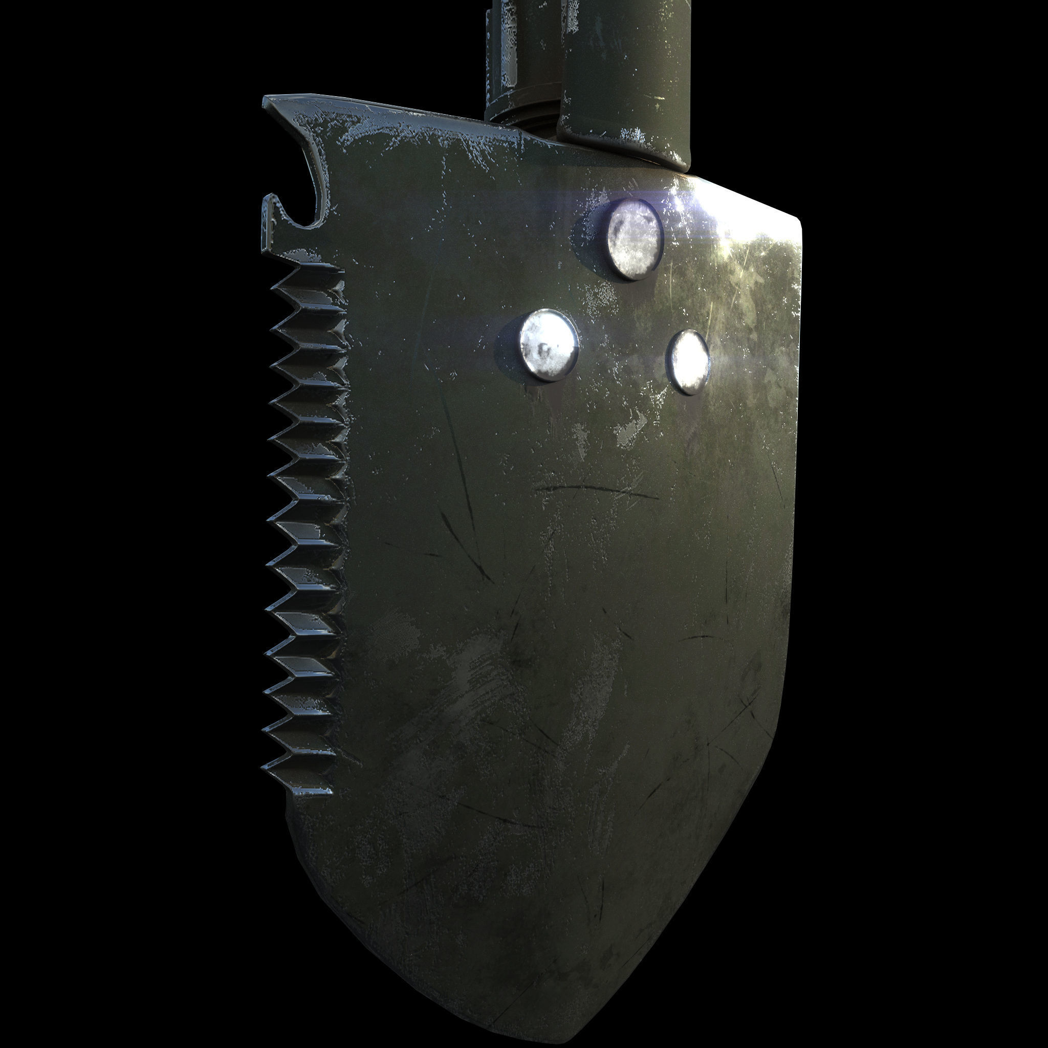 Military Shovel Free low-poly 3D model_4
