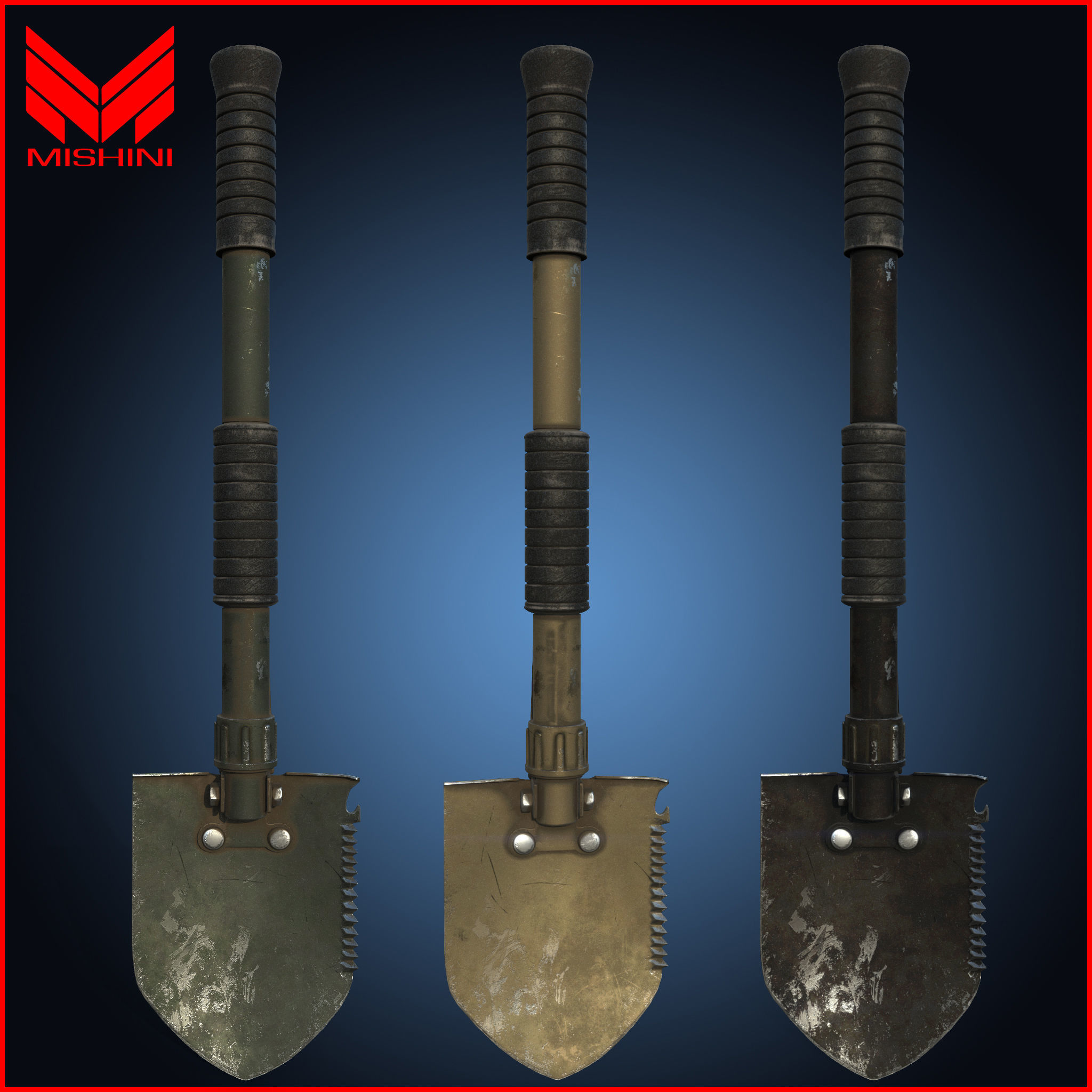 Military Shovel Free low-poly 3D model_2